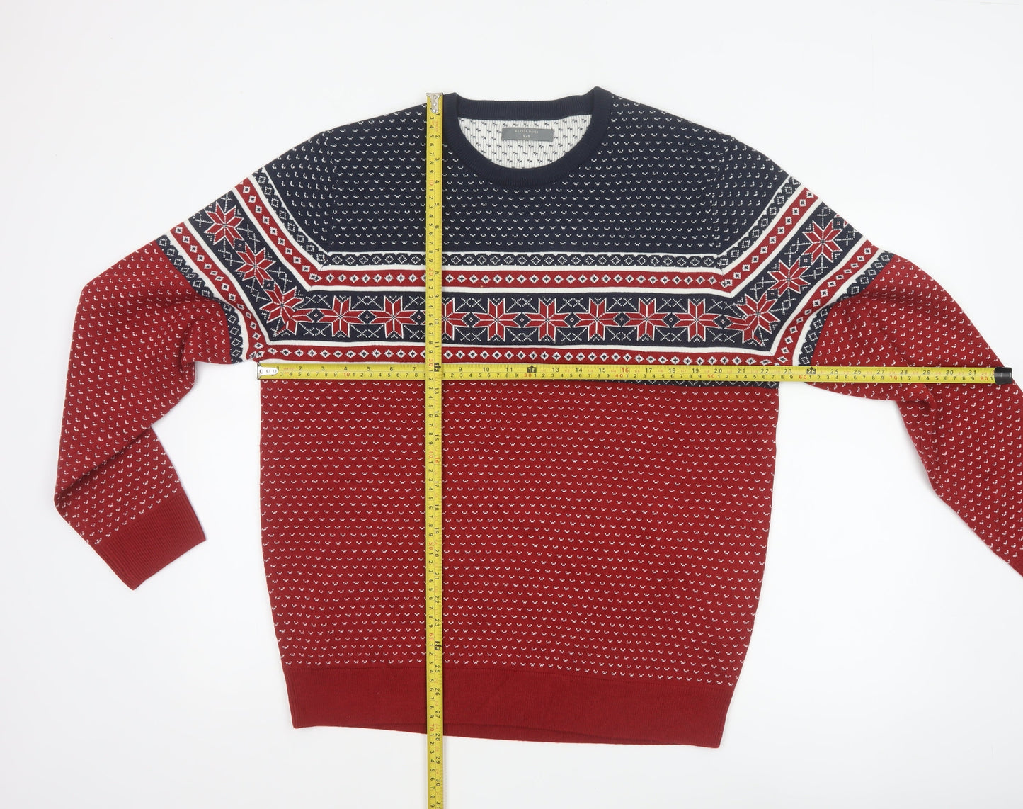 Denver Hayes Men’s Red L Fair Isle Christmas Crew Neck Pullover Jumper