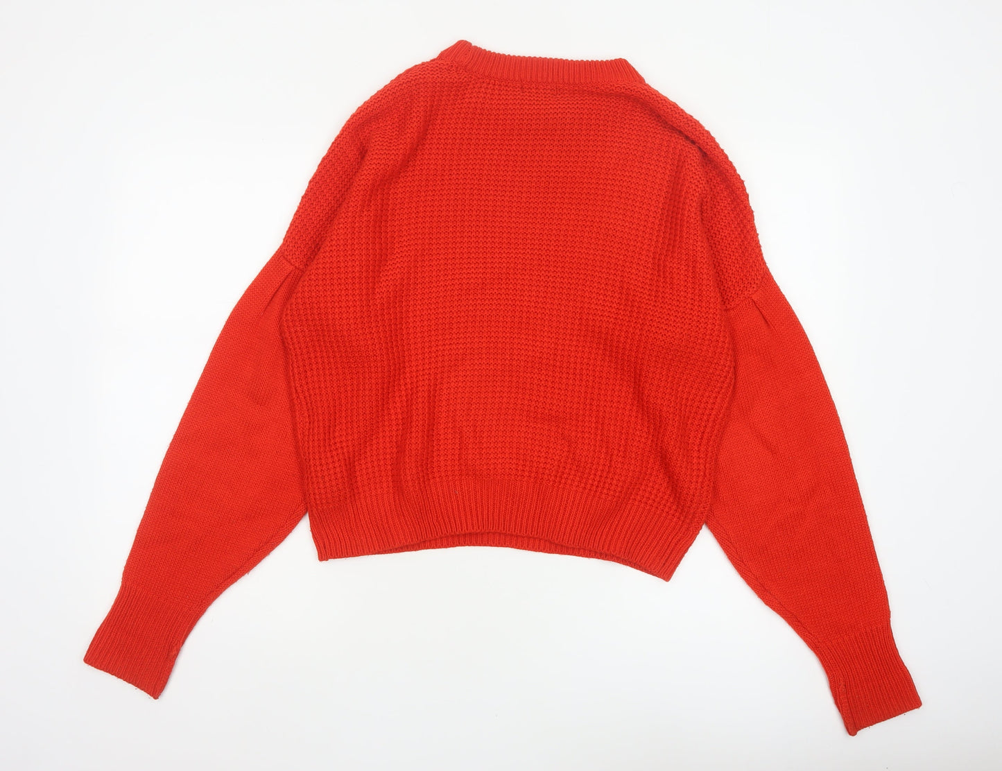 Topshop Women’s Red UK 6 Chunky Knit Crew Neck Pullover Jumper