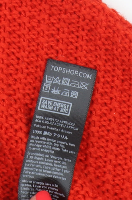 Topshop Women’s Red UK 6 Chunky Knit Crew Neck Pullover Jumper
