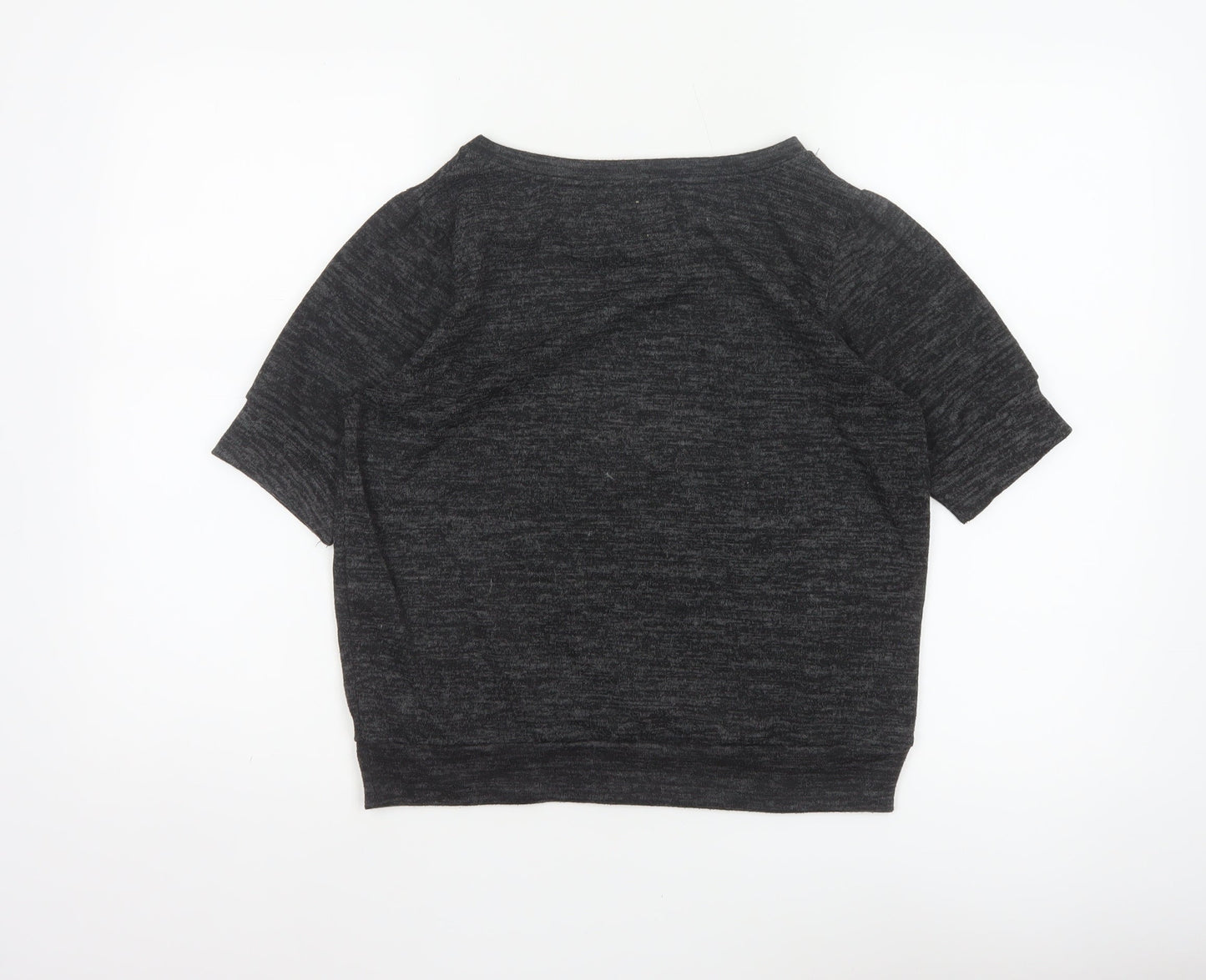 Zara Trafaluc Women Black M Cropped Jersey Knit Raglan Short Sleeve Top