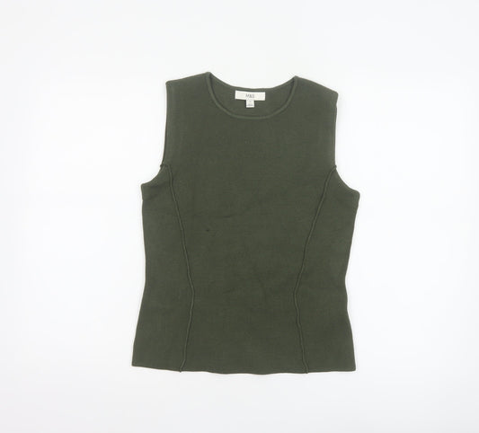Marks and Spencer Women Green S Sleeveless Knit Tank Top Round Neck