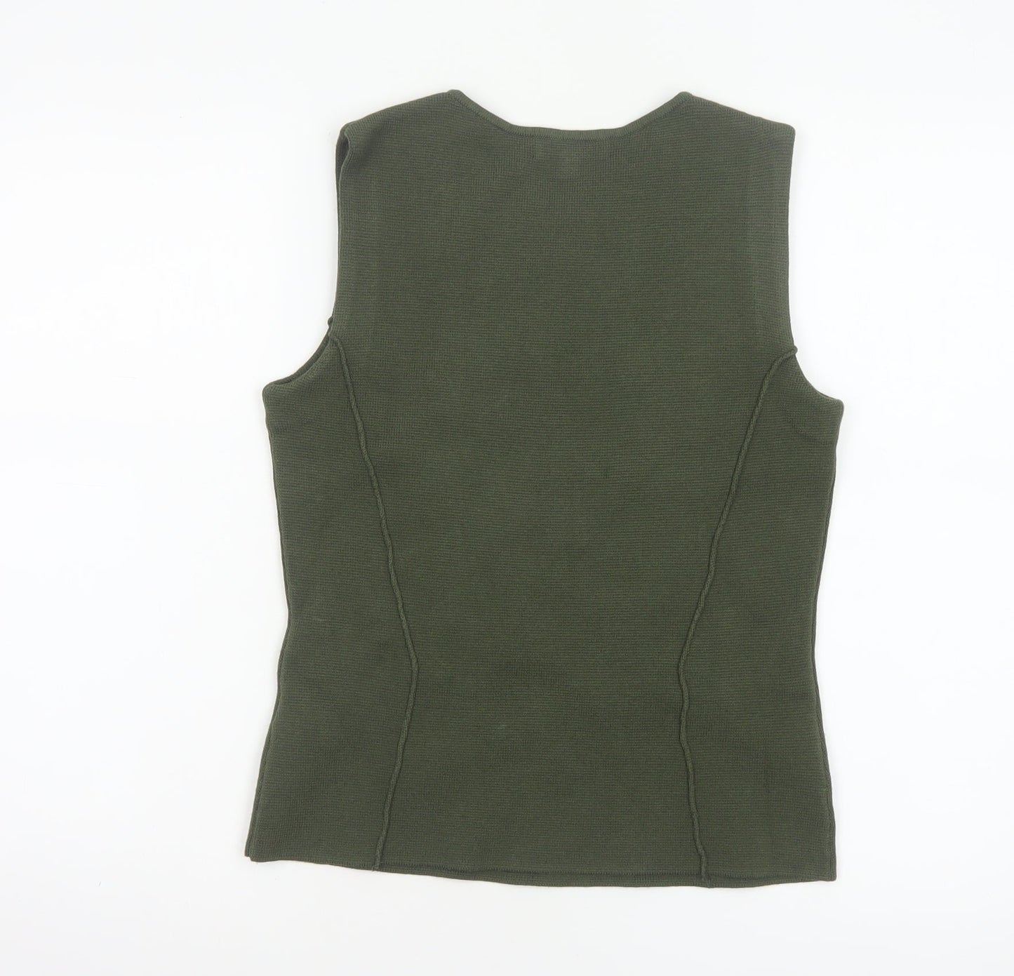 Marks and Spencer Women Green S Sleeveless Knit Tank Top Round Neck