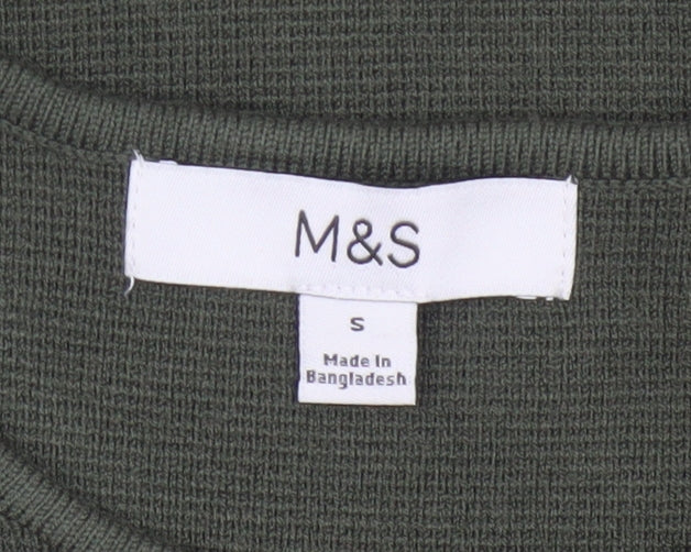 Marks and Spencer Women Green S Sleeveless Knit Tank Top Round Neck