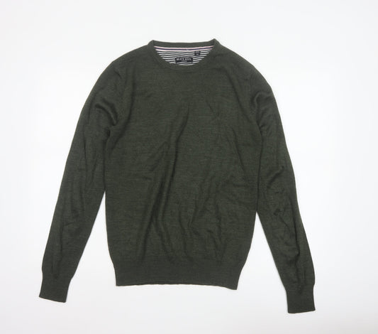 Brave Soul Men’s Green M Crew Neck Pullover Tight-Knit Jumper