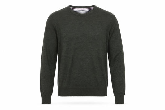 Brave Soul Men’s Green M Crew Neck Pullover Tight-Knit Jumper