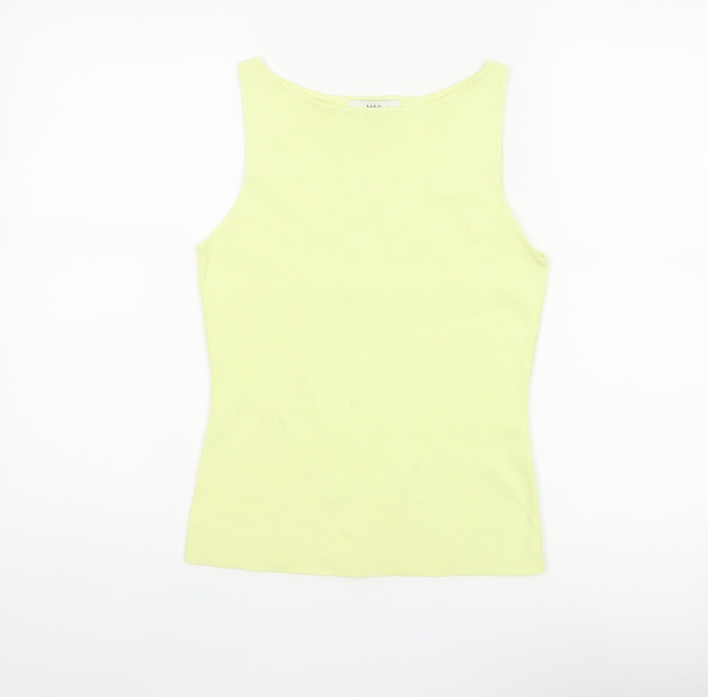 M&S Women Yellow M Slim Fit Scoop Neck Lightweight Knit Tank Top