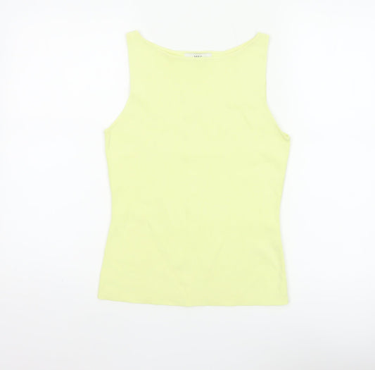 M&S Women Yellow M Slim Fit Scoop Neck Lightweight Knit Tank Top