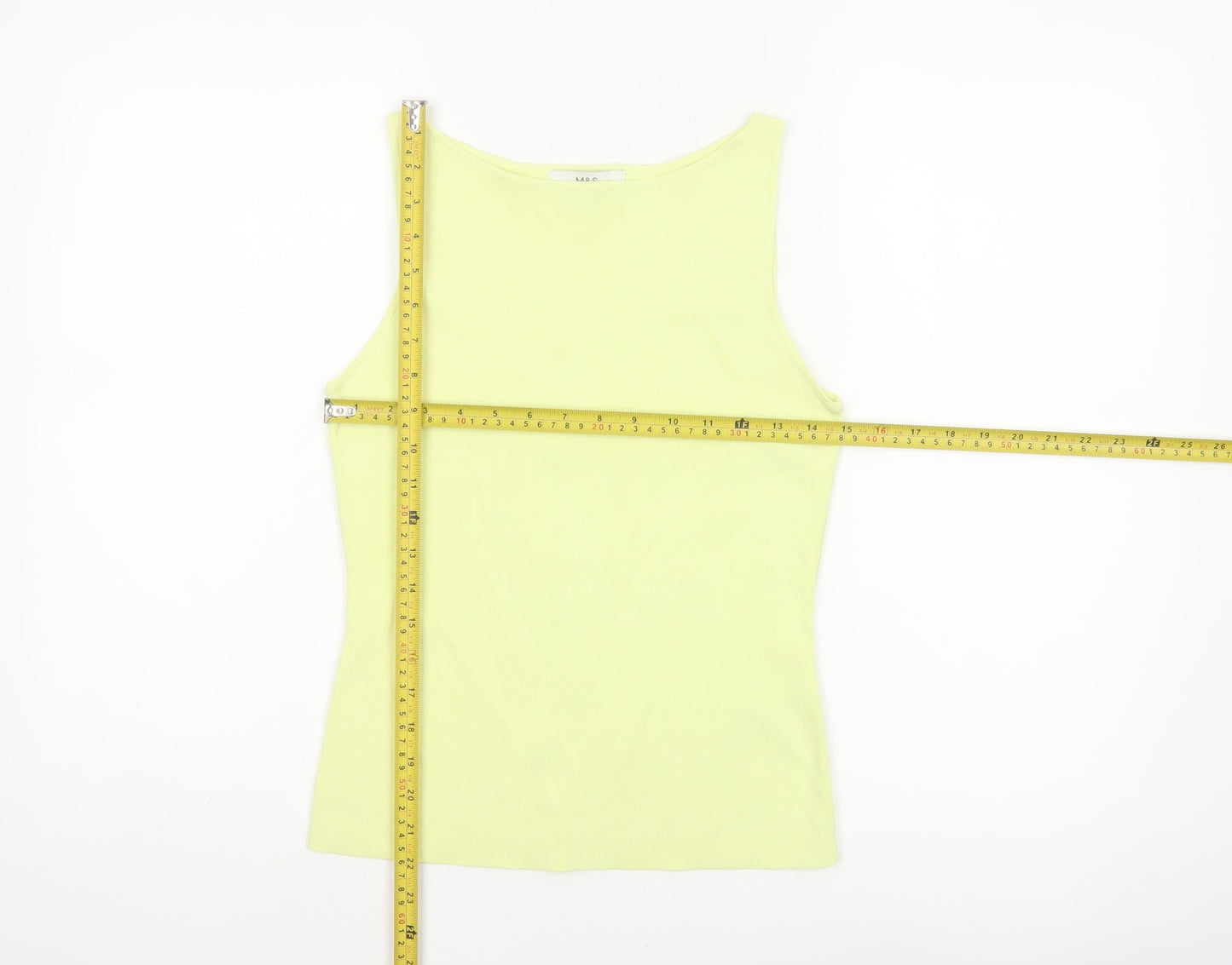 M&S Women Yellow M Slim Fit Scoop Neck Lightweight Knit Tank Top
