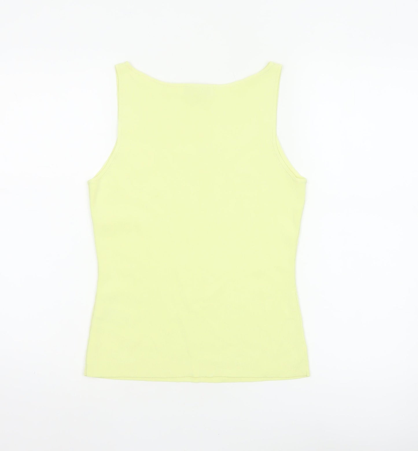 M&S Women Yellow M Slim Fit Scoop Neck Lightweight Knit Tank Top