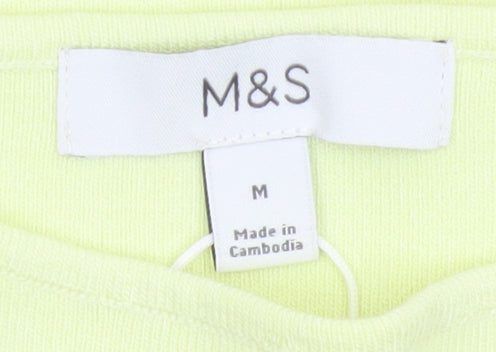 M&S Women Yellow M Slim Fit Scoop Neck Lightweight Knit Tank Top