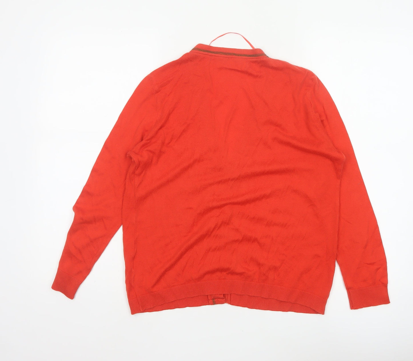 Zara Knit Women’s Red L V-Neck Button Cotton Blend Cardigan