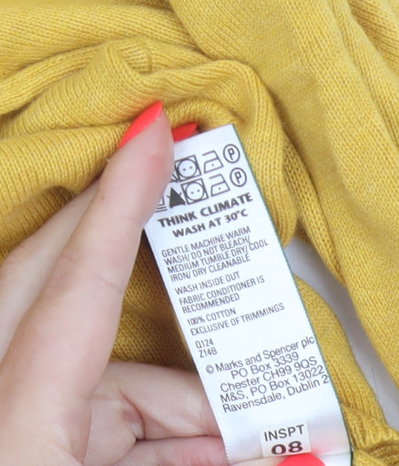 Marks and Spencer Men Yellow S Pure Cotton Crew Neck Pullover Jumper