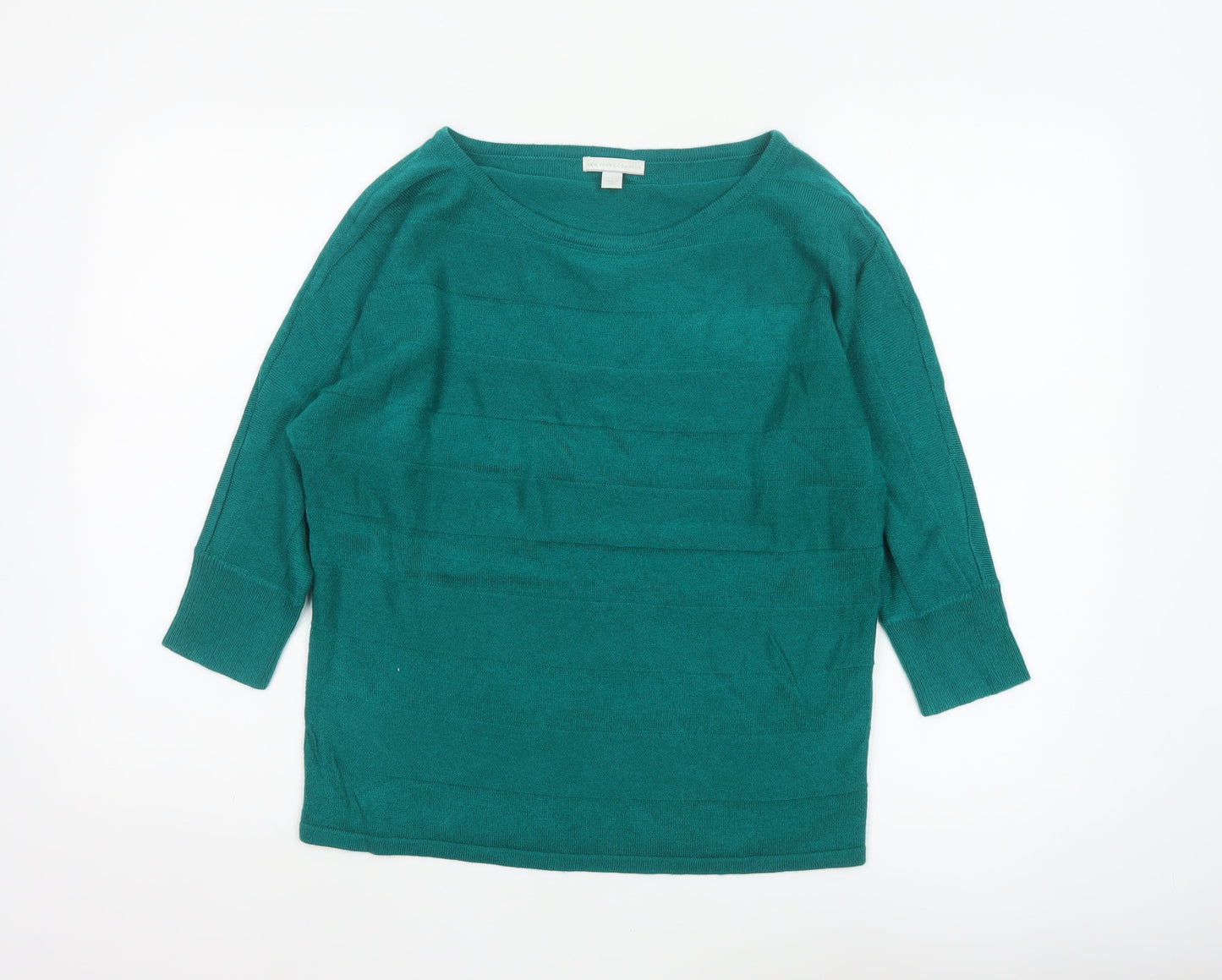 New York & Company Women Green S 3/4 Sleeve Knit Pullover Jumper