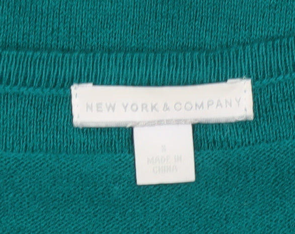 New York & Company Women Green S 3/4 Sleeve Knit Pullover Jumper