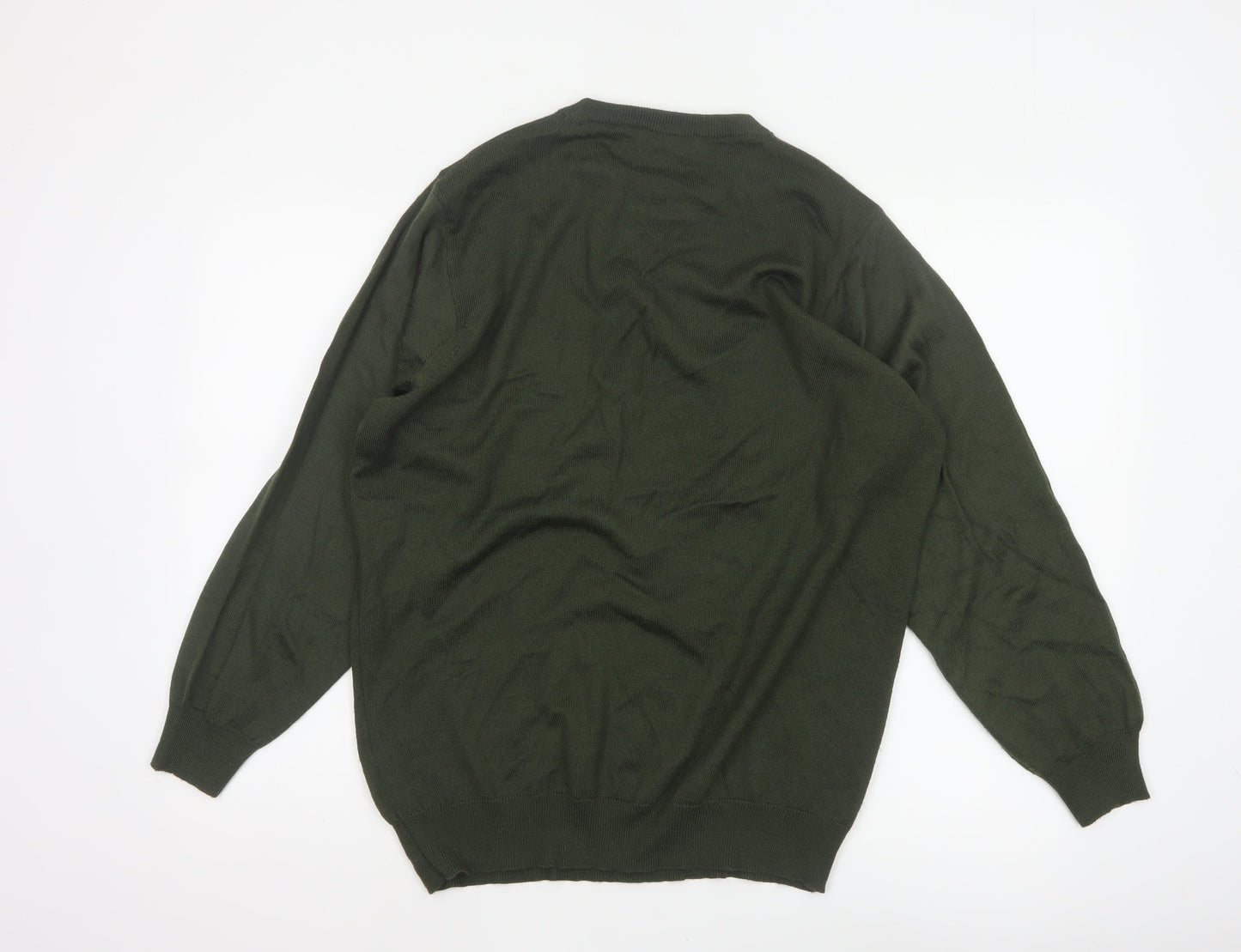 Marks & Spencer Men Green Large Merino Wool Blend Crew Neck Jumper