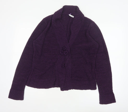 Bhs Women’s Purple Size 16 Chunky Knit Open Cardigan