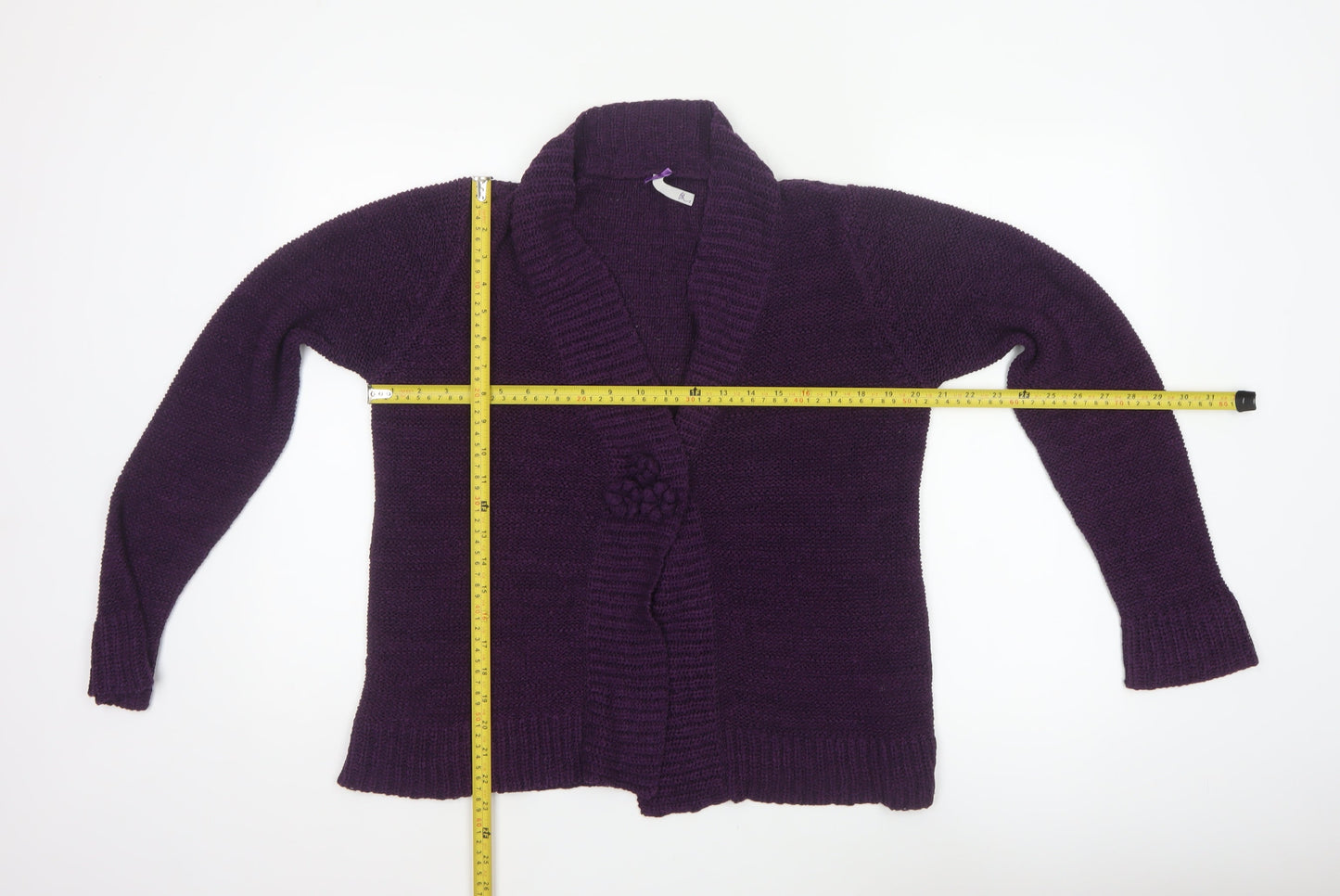 Bhs Women’s Purple Size 16 Chunky Knit Open Cardigan