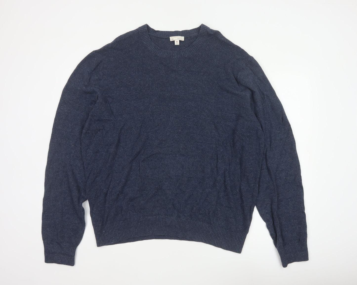Gap Men’s Blue Linen Cotton Crew Neck Pullover Jumper 2XL