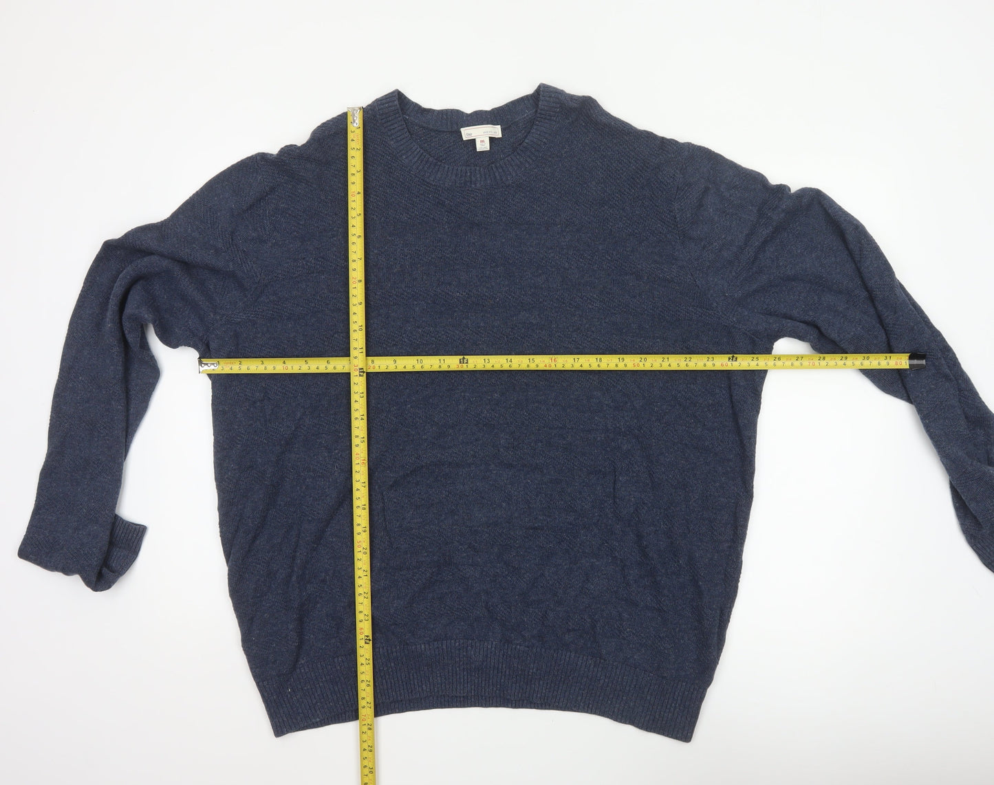 Gap Men’s Blue Linen Cotton Crew Neck Pullover Jumper 2XL
