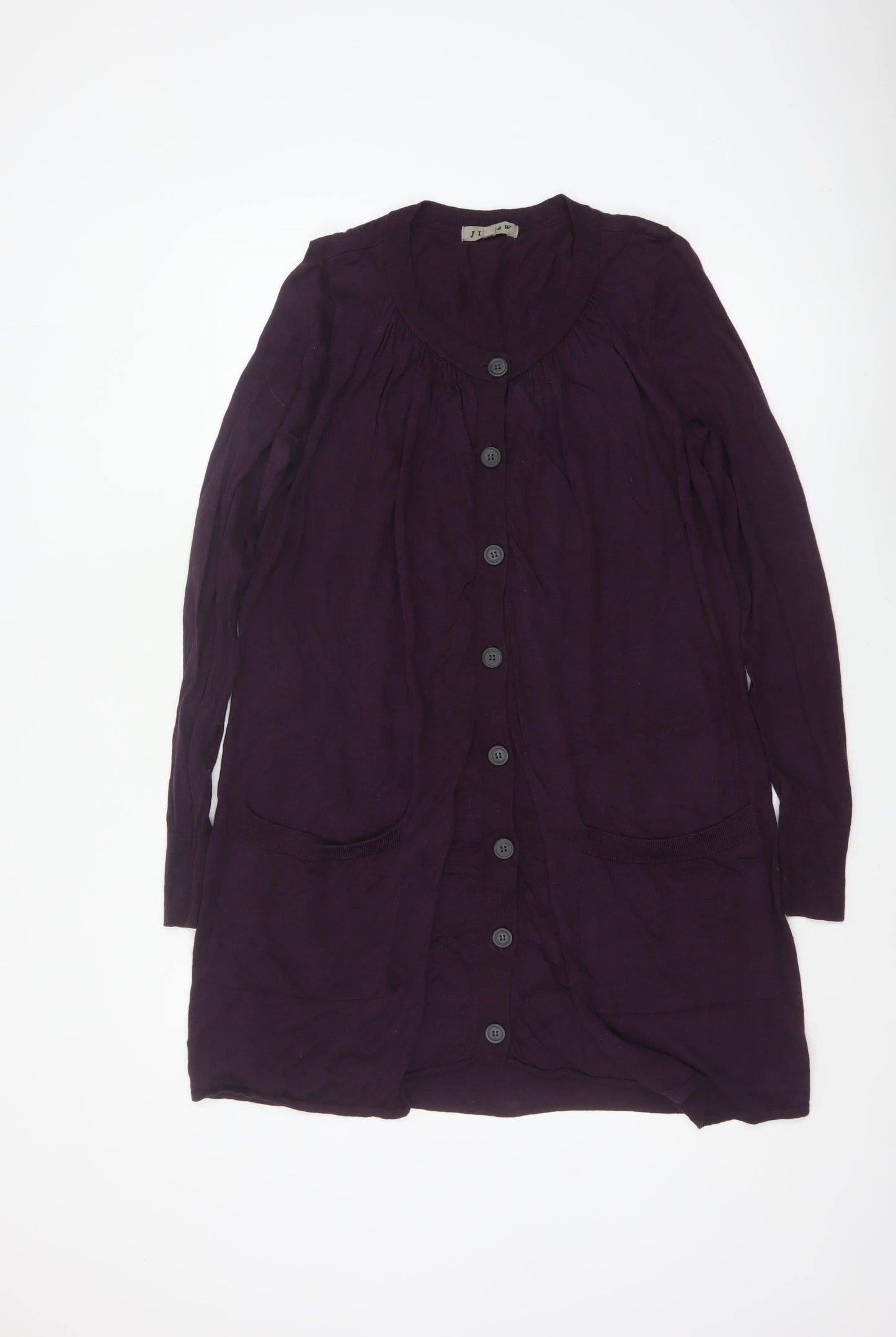 Jigsaw Women’s Purple Wool Blend Longline Button Cardigan Size M