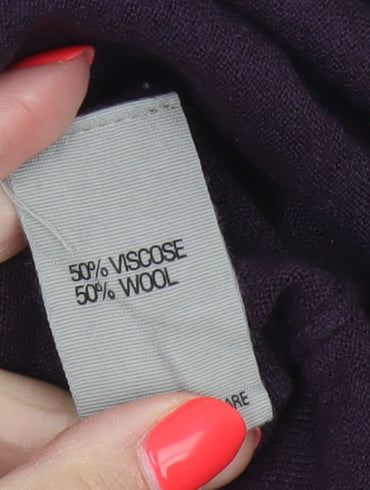 Jigsaw Women’s Purple Wool Blend Longline Button Cardigan Size M