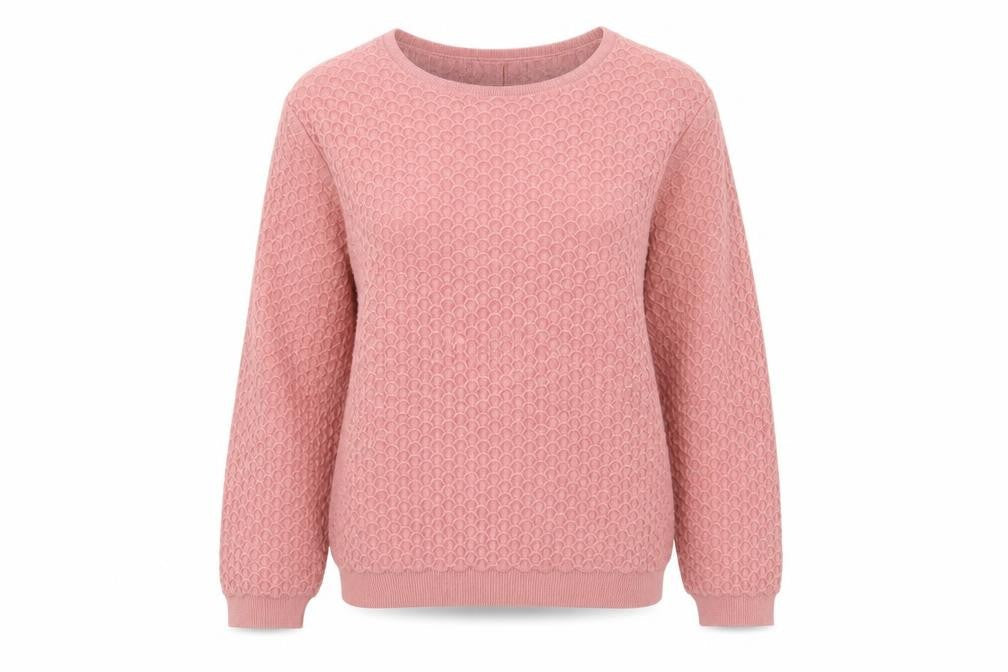 Front view of Cotswold Collections Women Pink M Cotton Textured Knit Jumper