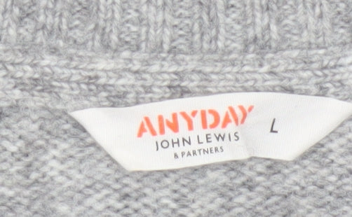 John Lewis ANYDAY Women Grey L V-Neck Button Knit Vest Cardigan Pockets