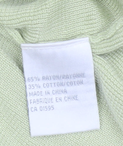 Fairweather Women Green M Square Neck Knit Pullover Jumper Cotton Rayon