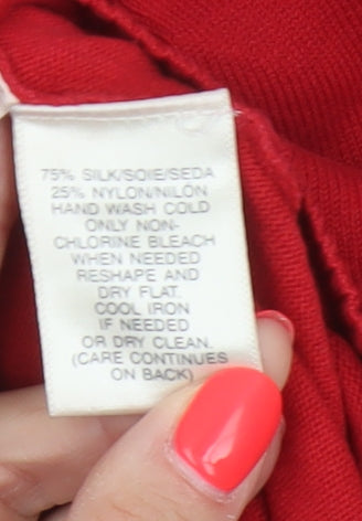 Susan Bristol Women’s Red Silk Roll Neck Pullover Jumper L