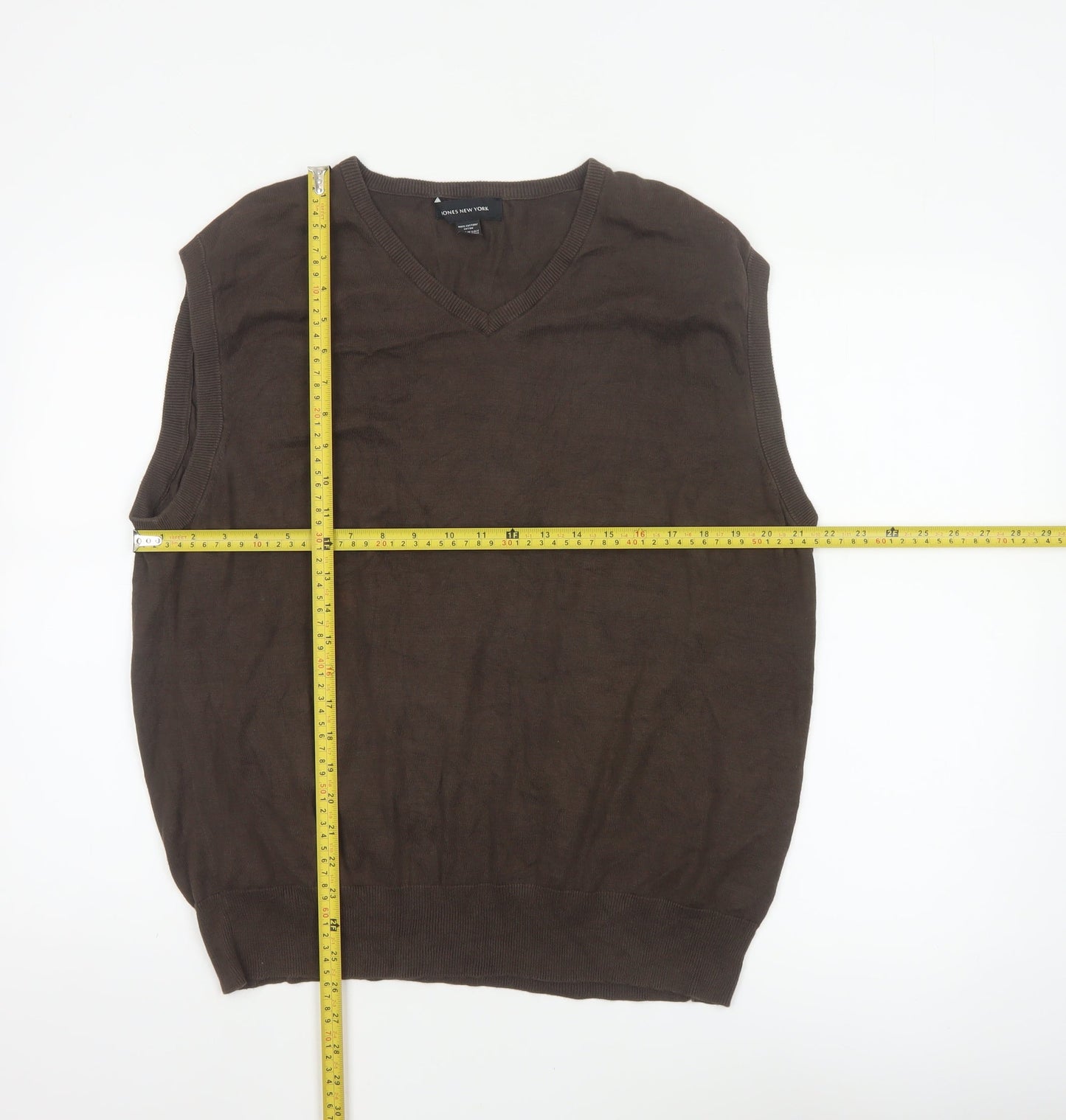 Jones New York Men’s Brown XL Cotton V-Neck Fine Knit Vest