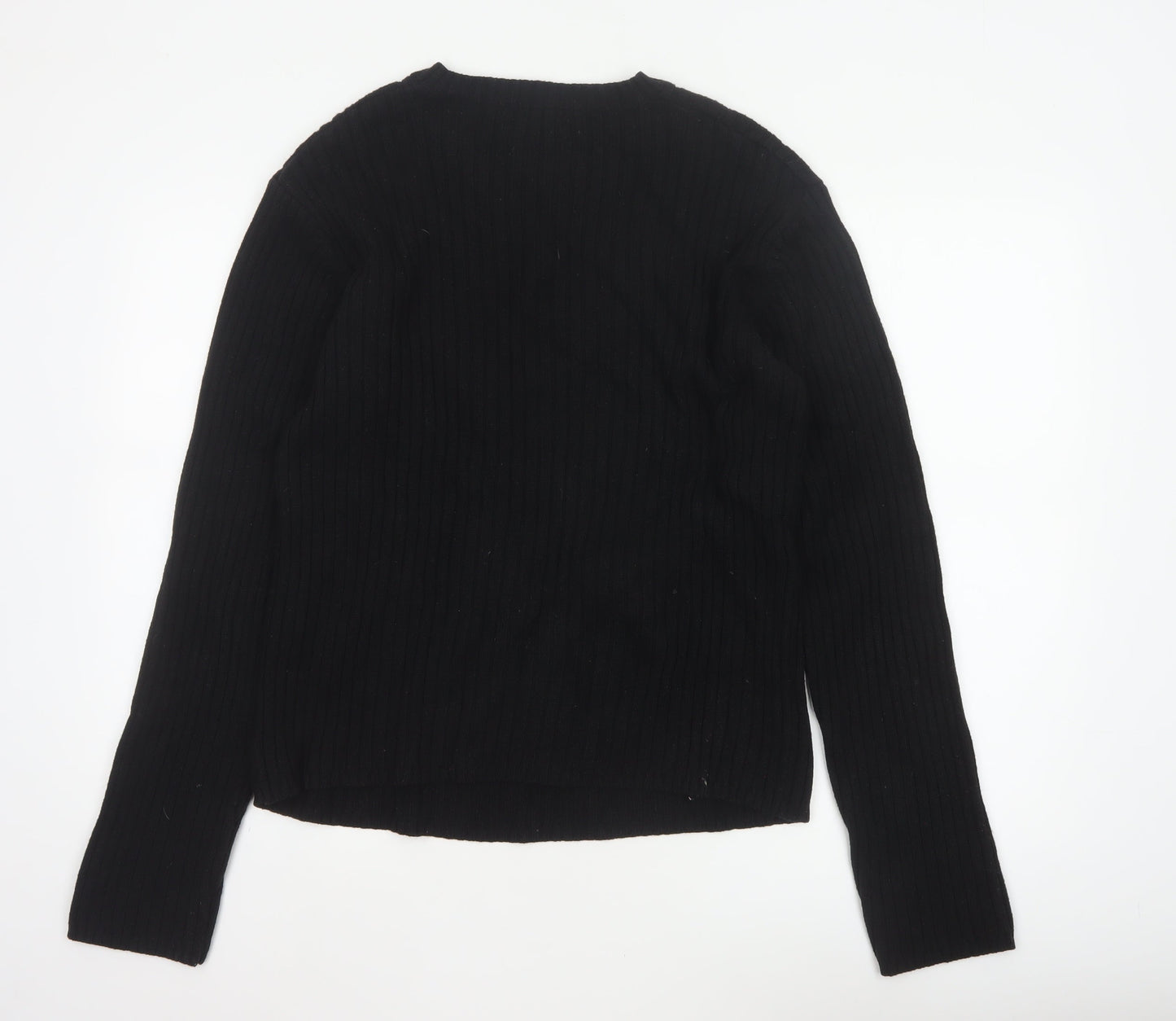 Gas Men’s Black XL Rib Knit Cotton Wool Crew Neck Pullover Jumper