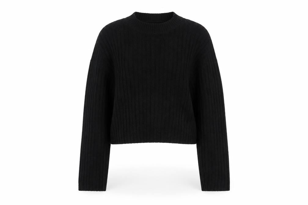 H&M Divided Women’s Black XS Ribbed Knit Cropped Pullover Jumper