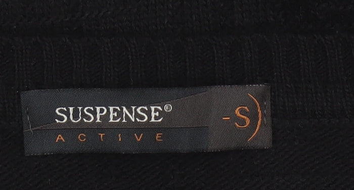 Suspense Men’s Black S V-Neck Wool Acrylic Geometric Knit Jumper