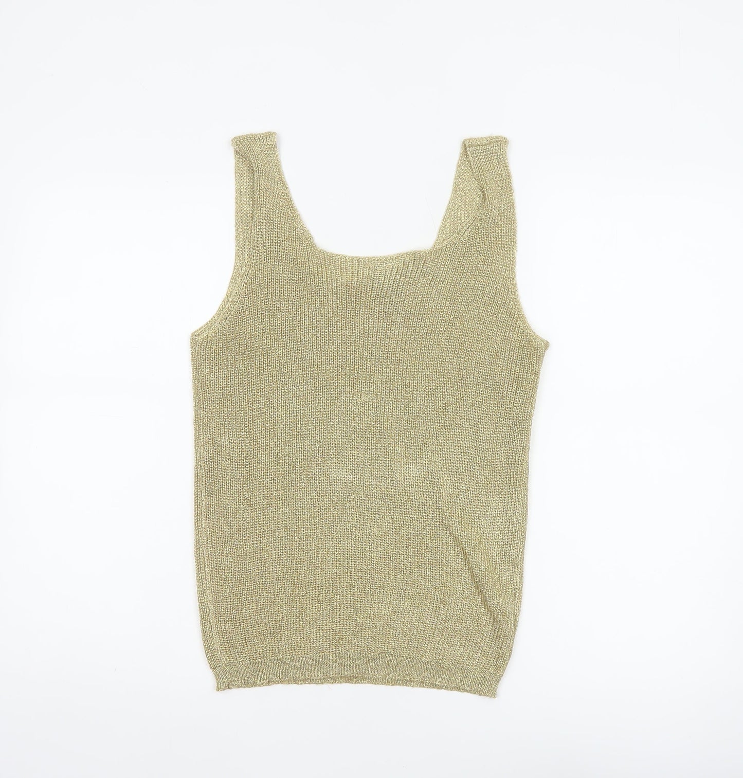 Suzelle Women Gold Knit Camisole Tank Top Size M Scoop Neck