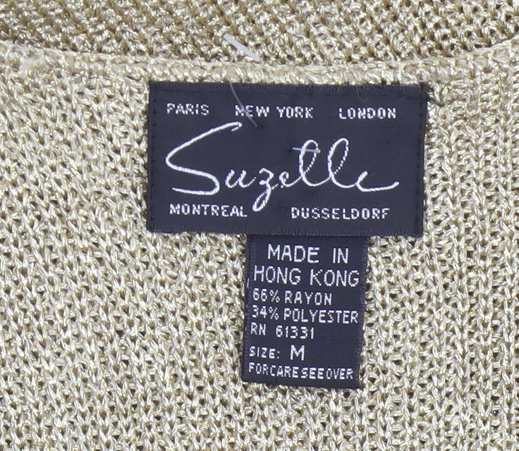Suzelle Women Gold Knit Camisole Tank Top Size M Scoop Neck