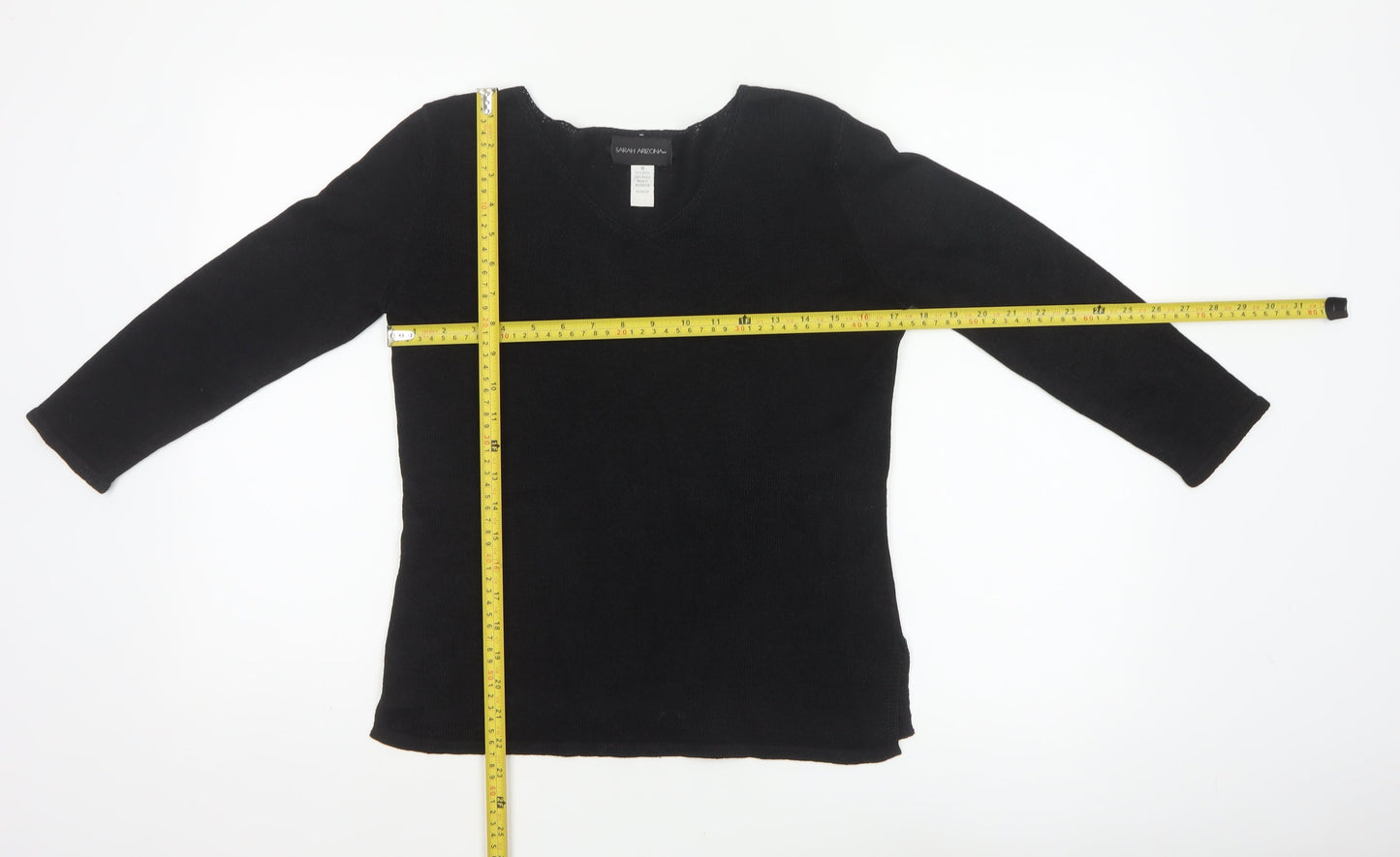 Sarah Arizona Women’s Black Size S V-Neck Knit Tunic Jumper Pockets