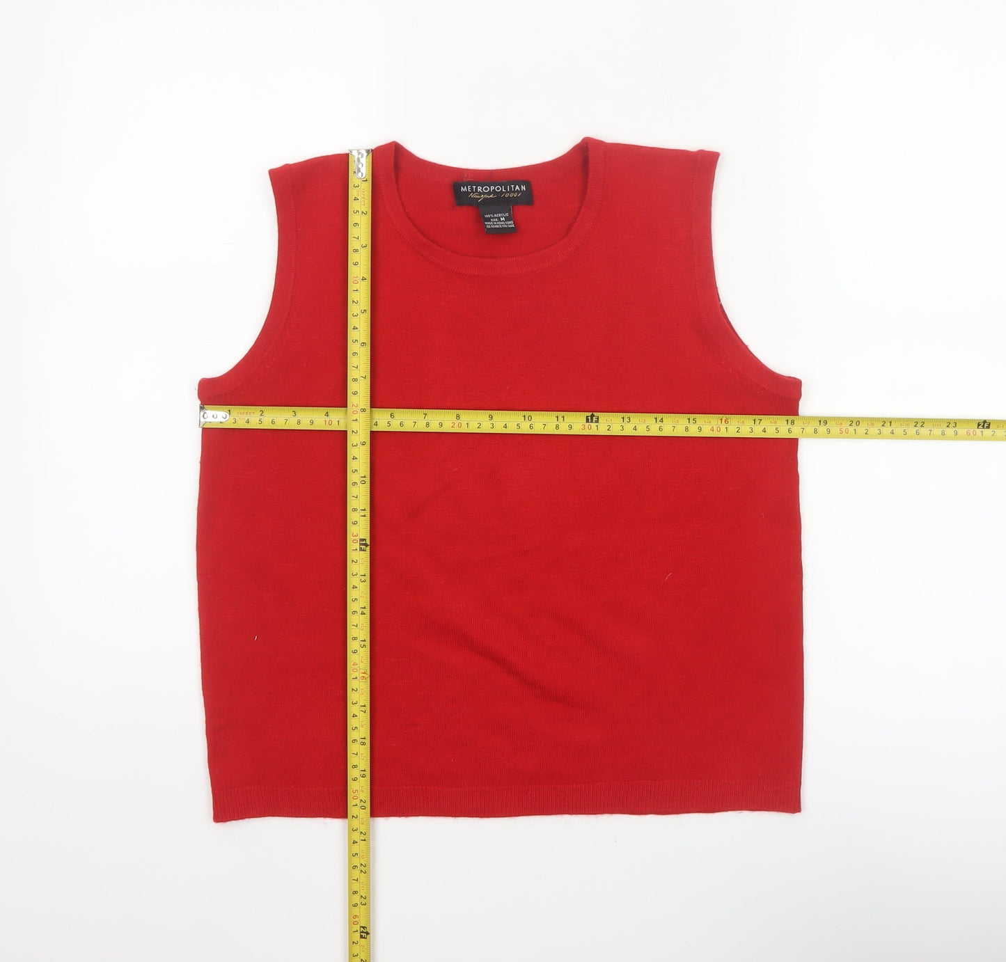 Metropolitan Women Red M Basic Knit Sleeveless Tank Top