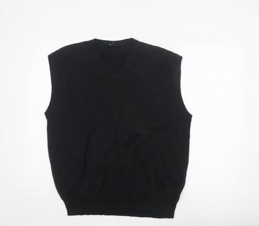 Mel Richman Men’s Black L Cotton V-Neck Knit Jumper Vest
