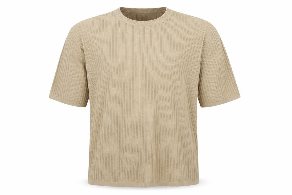 Slates Dockers Men’s Beige Silk Cotton Rib Knit T-Shirt Size L New