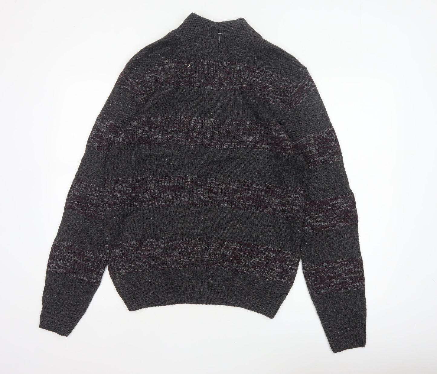 Method Men’s Grey M 1/4 Zip Mock Neck Striped Knit Jumper