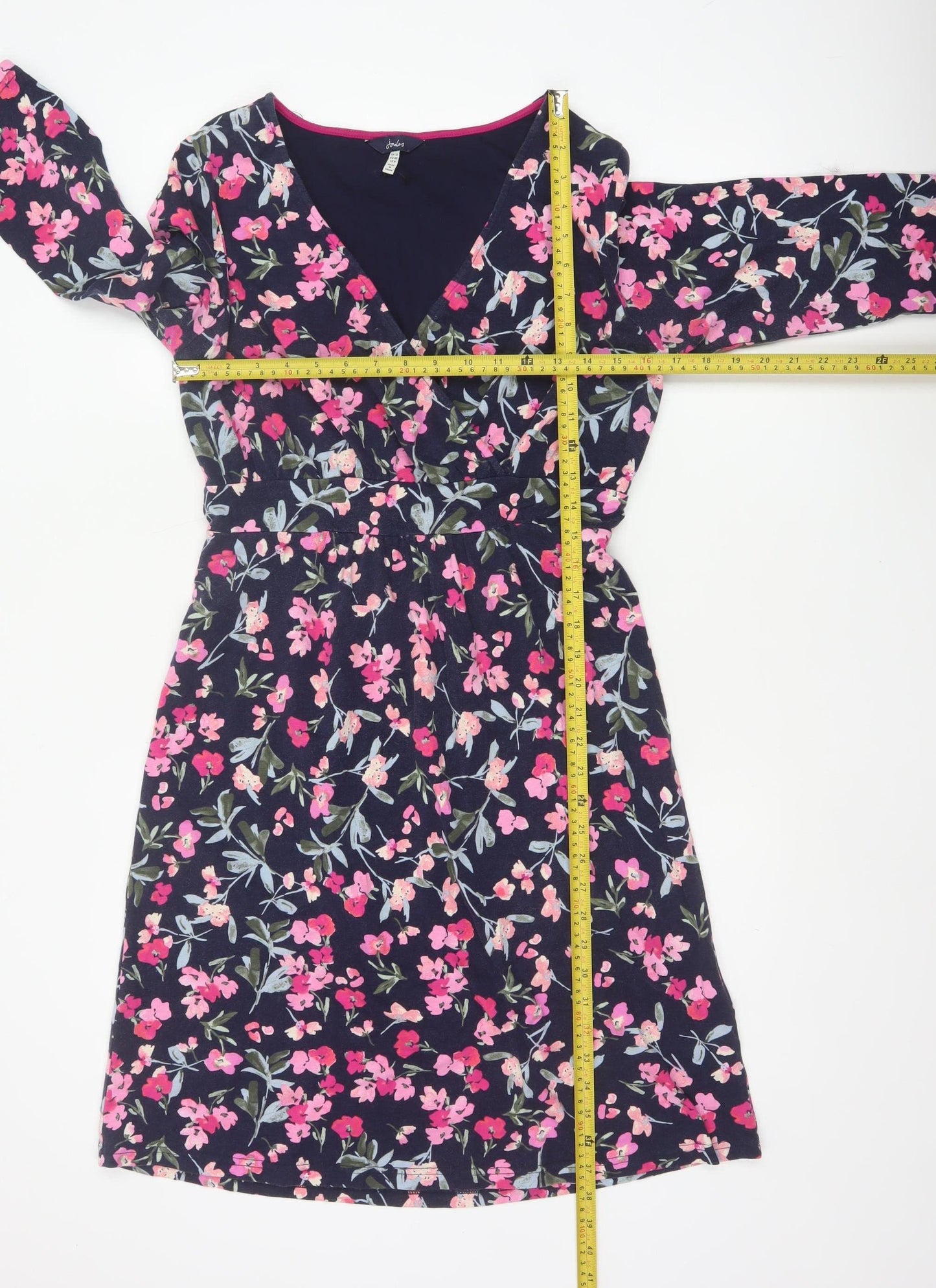 Joules Women’s Blue Floral Fit & Flare Knee Length Dress UK 12