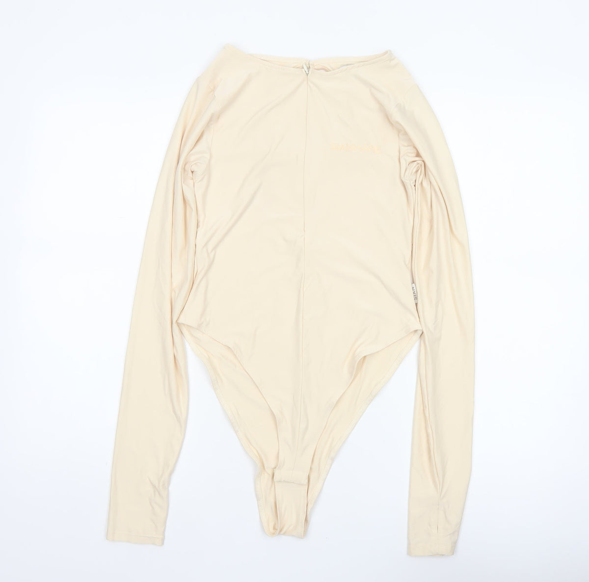 Sian Marie Women Ivory M Long Sleeve Stretch Zip Bodysuit