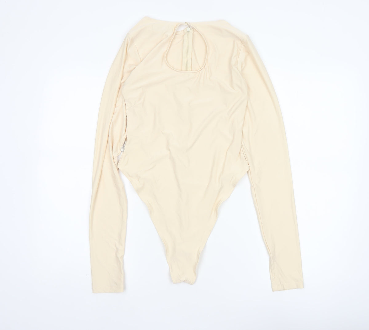 Sian Marie Women Ivory M Long Sleeve Stretch Zip Bodysuit