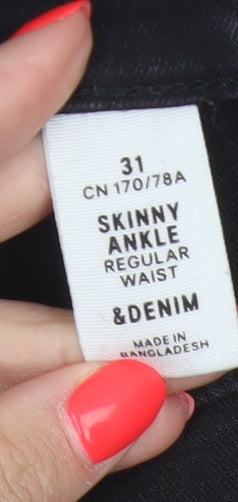 & Denim Women Black UK 12 Skinny Ankle Stretch Jeans