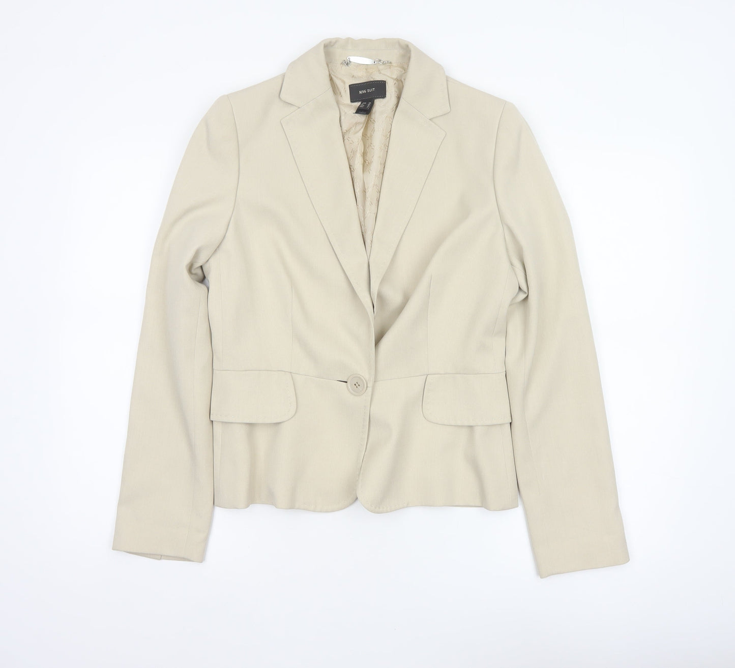 Mango MNG Suit Women Ivory UK 12 Tailored Single-Breasted Blazer