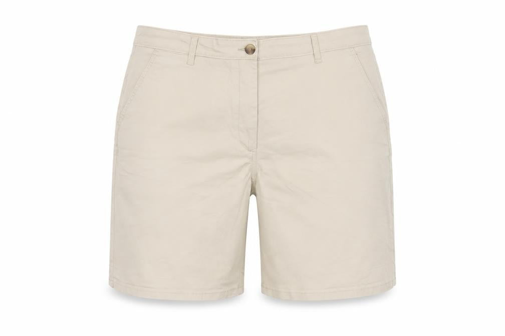 Front view of Dunnes Women’s Beige, size UK 20, Cotton Stretch Bermuda Chino Shorts