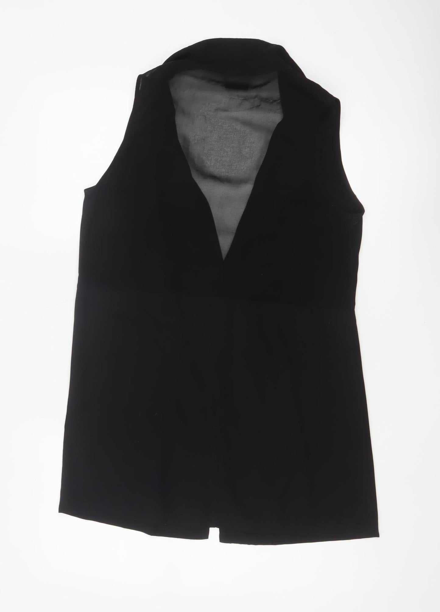 Vero Moda Women Black UK 10 Longline Sleeveless Collared Waistcoat
