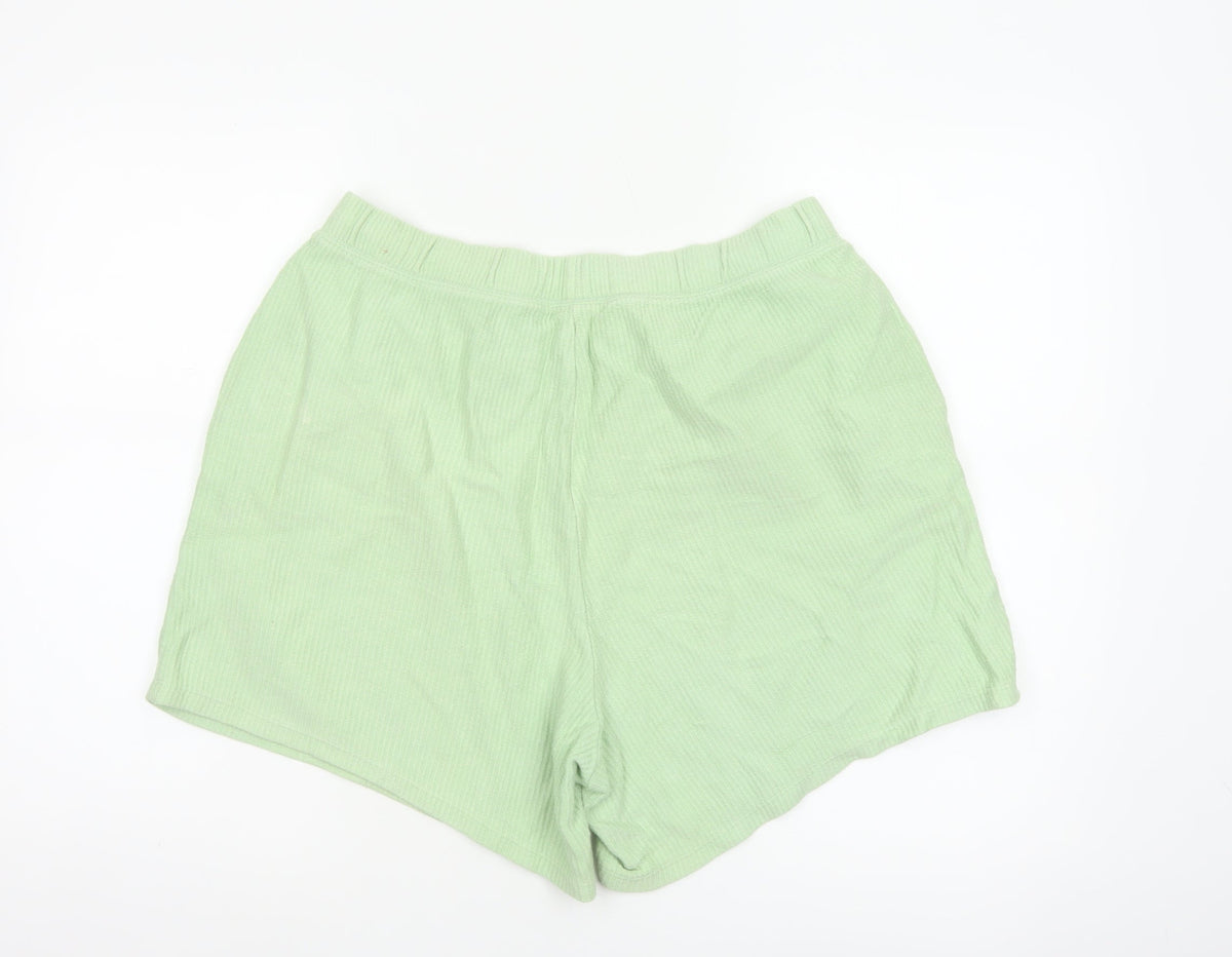 PINK Victoria's Secret Women Green L Cotton Drawstring Sweat Shorts