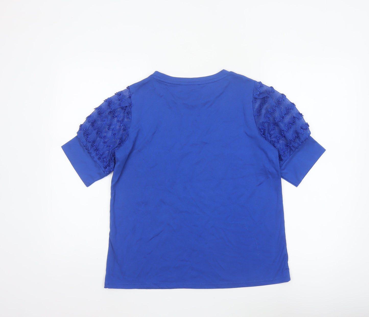 Gallery Women Blue UK 10 Jersey T-Shirt Lace Flutter Sleeves