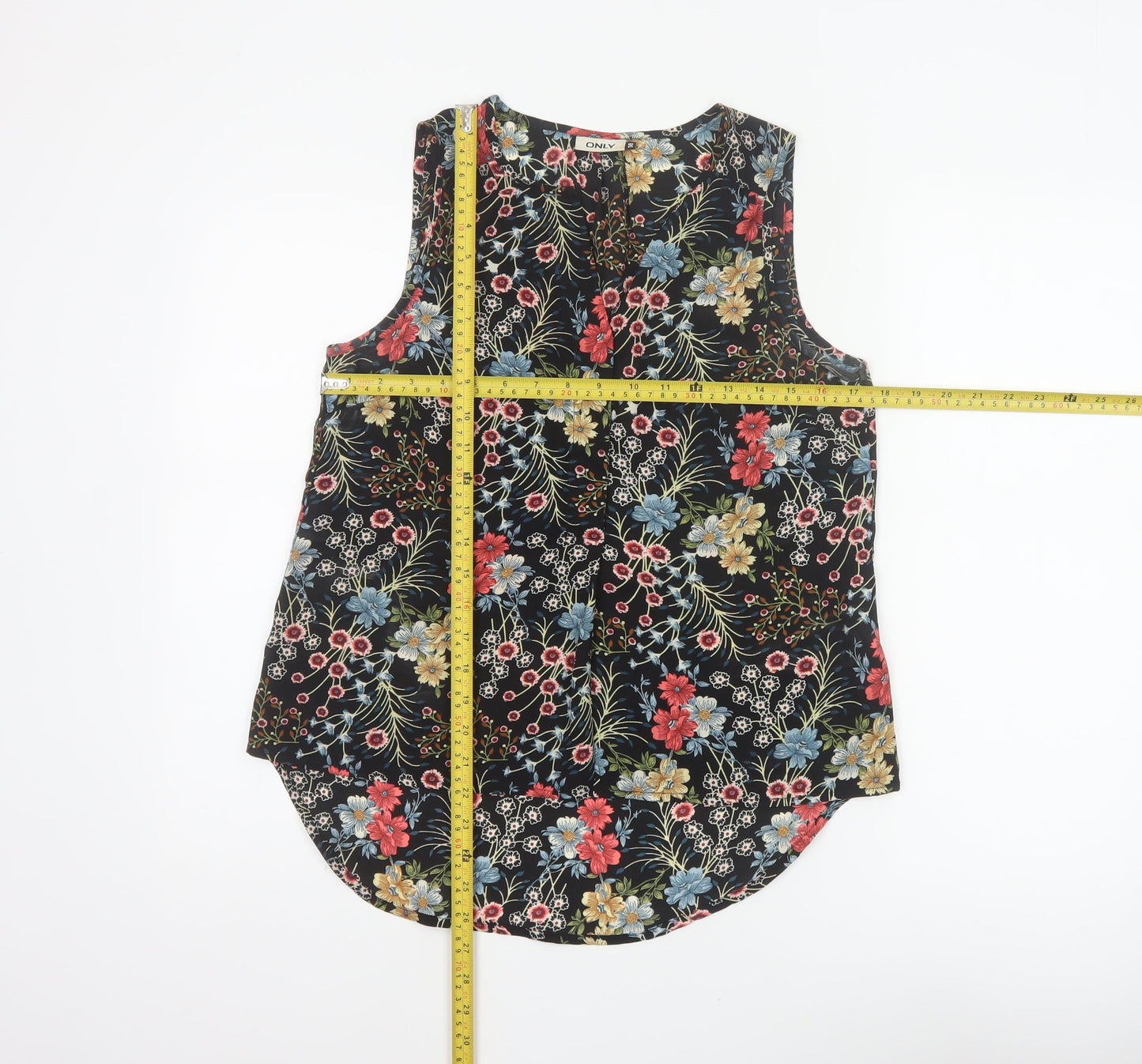ONLY Women’s Black Floral Sleeveless Blouse UK 10 Lightweight